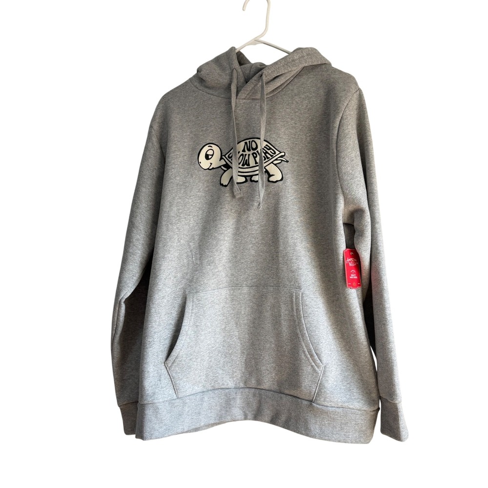 American Needle No Slow Play Turtle Hoodie Men's Large Gray Sweatshirt New